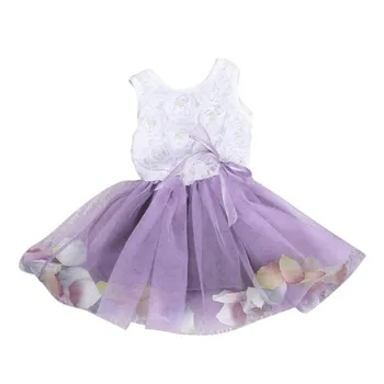 Bamblys Baby Kid Merginos Princesė Suknelė Šalis Nėrinių Lankas Gėlių Mielas Suknelės Vaikų Šalis Vestidos Šokių Drabužiai