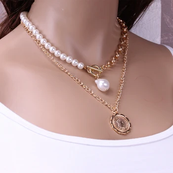 Baroko Perlas Metalo Žavesio Karoliai, Pakabučiai Choker Mados Grandinės Perlų Vėrinį Moterų Gyvatė Grandinės Juvelyrikos