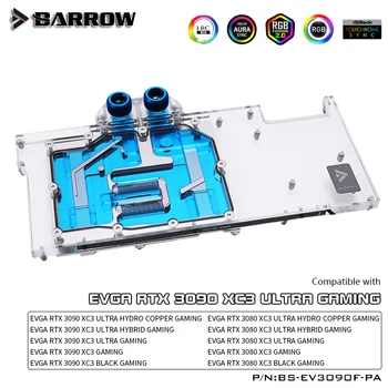 Barrow EVGA 3090 FTW3 GPU Vandens Blokas EVGA RTX 3090/3080 XC3 ULTRA HYDRO COPPER ŽAIDIMŲ Grafika Kortelės 5V 3PIN MOBO 