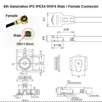 Bendrosios Pabaigos IPEX4 MHF4 Moterų Jack Lydmetalis U. fl Galas Kabelis RF0.81 Galiuku PCI WIFI Card Bevielis Maršrutizatorius 3G-4G Megztinis
