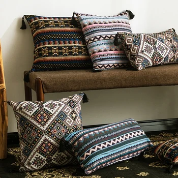 Bohemijos sofa geometrinis pagalvėlė padengti 45x45/60x60/70x70cm Aikštėje pagalvės užvalkalą sofa-dekoratyvinis office didelis atlošo pagalvė padengti