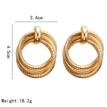 Derliaus Perdėta aukso susukti Stud auskarai moterims 2019 naują geometrinių Metalo mazgas apvalus auskarai papuošalai Deklaracija