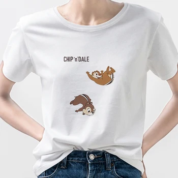 Disney Chip Dale Animacinių filmų Marškinėliai Veganų Dvi Voverės Atsitiktinis Vasaros Viršūnes Merginos Gali Padaryti bet Ką, 2021 Vogue Geriausiais Draugais T-shirts