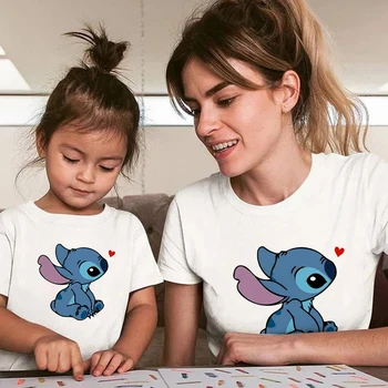 Drabužių Mama ir Dukra Lygių Krūties Marškinėliai Stitch 