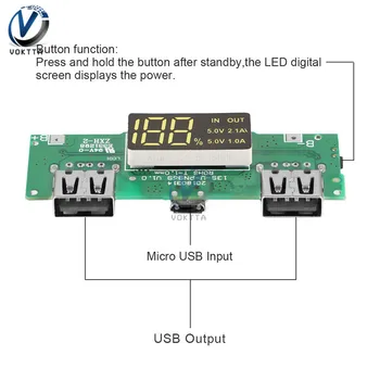Dual USB 5V 2.1 Micro USB Įvesties Galia Banko 18650 Akumuliatoriaus Įkrovimo Valdybos LED Ekranas Antkainio Overdischarge Grandinės Apsaugos