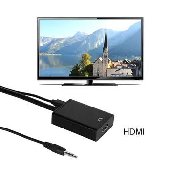 Full HD 1080P VGA į HDMI suderinamus Konverteris Adapterio Kabeliu Su Garso Išėjimas VGA HD Adapterį, KOMPIUTERIO, nešiojamojo kompiuterio į HDTV Projektorius