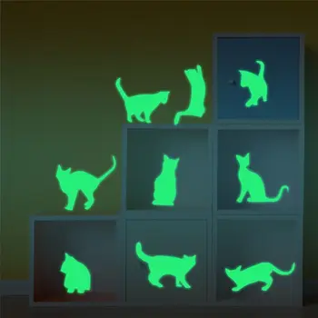 Funny Cat Laimikio Pelės Pereiti Lipdukas Švyti Tamsoje Sienos Lipdukas, Decal, Vaikų Kambarys PASIDARYK pats Apdailos Animacinių filmų Liuminescencinės Lipdukas