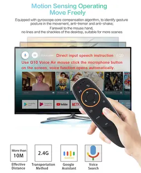 G10 G10S Pro Balso Nuotolinio Valdymo 2.4 G Bevielio Oro Pelės Giroskopas IR Mokymosi Android 11.0 10.0 9.0 TV Box 