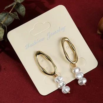 Geometrinis bižuterijos vintage gold pearl turas ilgai tabaluoti lašas auskarai moterims mergina kabinti dovana ornamentu priedai