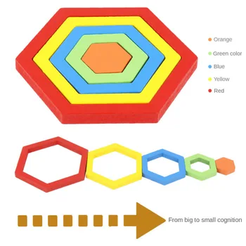 Geometrinės Formos Ir Spalvų Žaislai, Mediniai Vaivorykštės Spalvų Dėlionės Kūdikių Montessori Ankstyvo Mokymosi Žaislas Vaikams