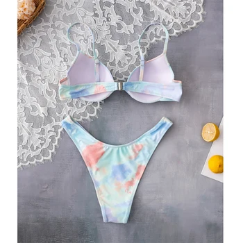 GNIM Sexy tie dažai Brazilijos Bikini maudymosi Kostiumėliai Moterims, Push Up 2 vnt Apynasrio 2021 M. Vasaros Paplūdimio Naują maudymosi kostiumėlį Biquini Bather Kostiumas