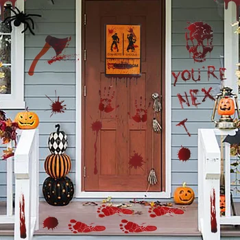 Helovinas Šalis Dekoro Kruvinas Handprint lipdukai Sienų, Langų Durų Siaubo Haunted House Rekvizitai Šalies Halloween Party Prekes