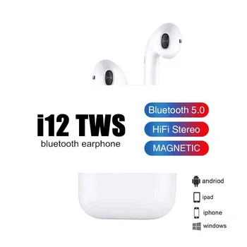 I12 TWS Belaidės Ausinės Bluetooth 5.0 Ausines Sporto Ausinių Ausines su Įkrovimo Box for Smartphones PK i9 i7s