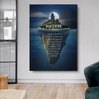 Iceberg Sėkmės Drobės Plakatas Kraštovaizdžio Motyvacijos Drobė Sienos Meno Citata Šiaurės Spausdinti Sienos Nuotrauka už Kambarį Šiuolaikinės