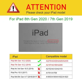 IPad 8 Kartai Atveju, iPad 10.2 Atveju 2020 Multi-Kampas Stovas, Dirželis, Auto Sleep/Wake iPad 10.2 7-oji, 8-oji Karta