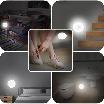 Judesio Jutiklis Belaidis LED Nakties Šviesos Miegamojo Puošimas USB Įkrovimo Sienos Dekoratyvinės Lempos Laiptai Spinta Kambaryje, Praėjimų Apšvietimui