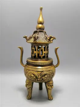 Kinijos Kolekcija Antikvariniai Žalvaris Pagoda Double Dragon Smilkalų Degiklis Kolekcija