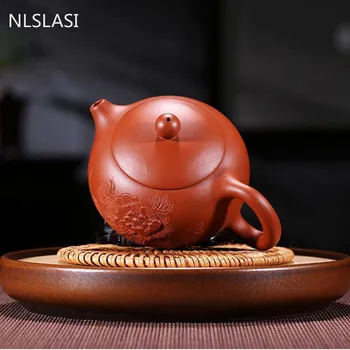Kinijos Yixing arbatos puodą raudonos molio xishi arbatinukas Ranka raižyti graviruotas žiedai grožio virdulys Autentiški Teaware prekių 210ml