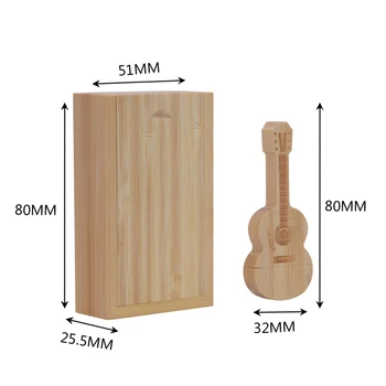 Klevo medžio, bambuko gitara+box LOGOTIPĄ, usb 