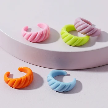 Korėjos Pakabukai Saldainiai Spalvos, Geometriniai Dervos Žiedai Moterims 90-ųjų Stiliaus Y2K Žiedai bižuterijos Harajuku Derliaus Dovana Estetines