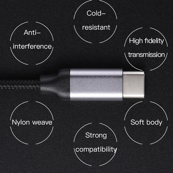 KUULAA USB Tipo C-3.5 mm AUX Kabelis Ausinių Garsiakalbio Tipas C, Vyrų-3.5 mm Male Kabelio Adapteris Xiaomi 11 10 Huawei P40 30