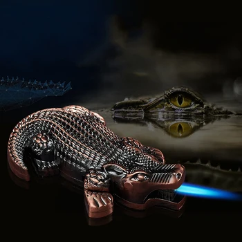 Kūrybiškumo Krokodilas Metalo Dujų Degiklio Butano Fakelas Turbo Žiebtuvėlis 1300C Cigarečių Žiebtuvėliai Rūkymo Reikmenys prietaisai Vyrams