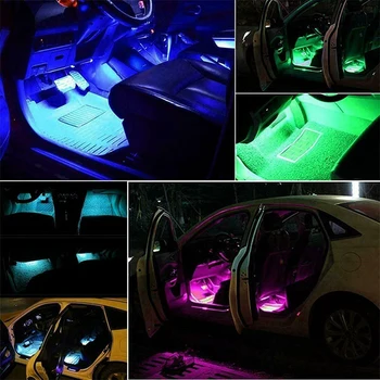 LED dienos Šviesos Automobilio Salono Dekoratyvinis Lempos Juostelės USB Cigarečių Muzikos Valdymo RGB Auto Neon Atmosfera Apdaila Žibintai