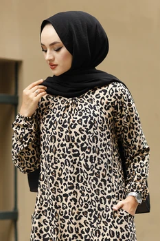 Leopard Suknelė Turkijos Musulmonų Mados Suknelė, Hijab Kaftan Islamas Drabužių Afrikos Maxi Suknelės Moterims Abayas Suknelės Moterims