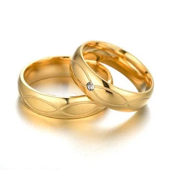 Mados Aukso Spalvos Nerūdijančio Plieno Sužadėtuvių Žiedai Moterims, Vyrams, Vestuvių Porų Žiedas DH003