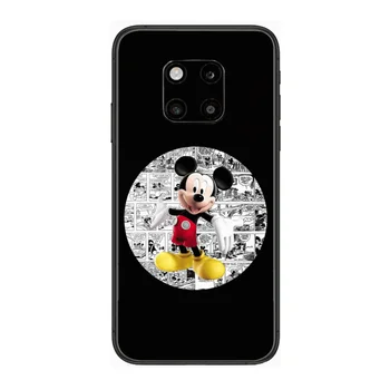 Mickey Telefoną Atveju Huawei mate 30 10 20 40 Lite Smart Z Pro Juodos spalvos Dėklu 3D Coque Tapybos Hoesjes atveju