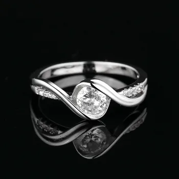 Mielas Moterų Cirkonis Akmens Žiedas, Sidabro Spalvos Vestuvių Papuošalai Žada Sužadėtuvių Žiedai Moterų Valentino Dienos Dovanos