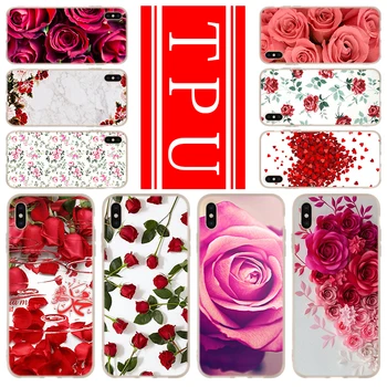Minkštos TPU case For iPhone 12 Mini Pro 11 XS Max XR X 8 7 6 Plius 5S SE S Padengti Valentino dieną, rožės, gėlės 2020 m.