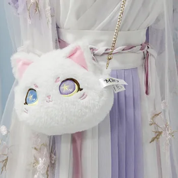 Moterų Lolita pliušinis Katė krepšys moterų ins laukinių cute girl širdies grandinės pečių maišą