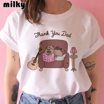Moterų mielas ačiū tėtis katė marškinėlius Grunge marškinėlius moterims harajuku Grafinis tee marškinėliai Atsitiktinis animacinių filmų marškinėlius Atsitiktinis moterų vasarą