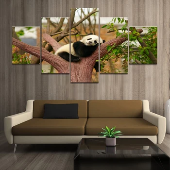 Namų Dekoro Plakatas HD Nuotraukų Spaudinius Drobės 5 Gabalas Modulinės Miško Tingus Pandos Gyvūnų Kambarį Meno Dekoratyvinis Dažymas Įrėminti