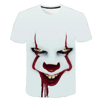 Nauja, vyriški T-shirt Klounas 3D Atspausdintas vyriški T-shirt Joker Veido Atsitiktinis O-Kaklo Vyras Klounas marškinėliai trumpomis Rankovėmis Išdaiga Vyrų apranga Topai