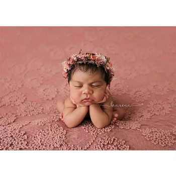 Naujagimio Fotografijos Rekvizitai Fone 145x150cm 3D Gėlių Nėrinių, Antklodė, Pagalvių Rinkinys Baby Girl Foto Flokati Nuotraukos Aksesuarai