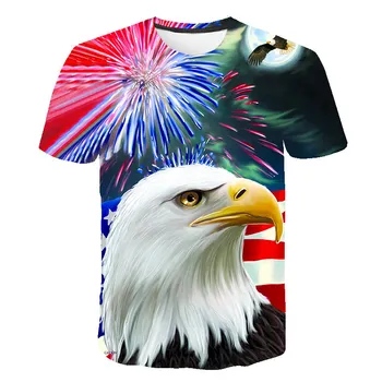 Naujas American Eagle Spausdinami 3D T-shirt Vyrams JAV Reklama trumpas rankovės marškinėliai Hip-Hop Vyrų, Moterų Erelis marškinėliai Topai Marškinėliai Homme