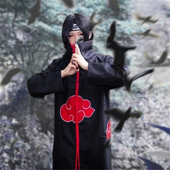 Naujas Anime Deidara Konoha Hokage Uchiha Ninja Skausmas Cosplay Apsiaustas Raudonas Debesis Simbolis Lankelis+Kunai+Žiedas Šalių Priedus, Atraminiai Kostiumas
