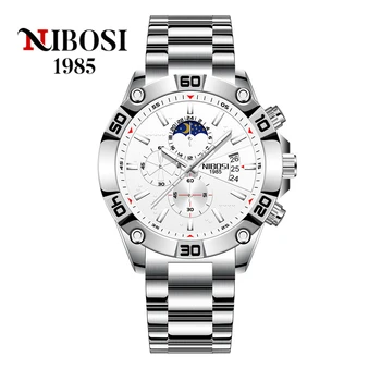 Naujas Dizainas NIBOSI Verslo Vyrų Laikrodžiai Top Brand Prabanga Aukso, Nerūdijančio Plieno, Vandeniui Laikrodžius Šviesos Rankas Auto Data