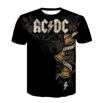 Naujas Retro AC/DC Varpai Spausdinti vyrų Marškinėlius Mados Trumpas rankovės marškinėliai Paauglių Populiarus Negabaritinių Orui Aprangos, Topai