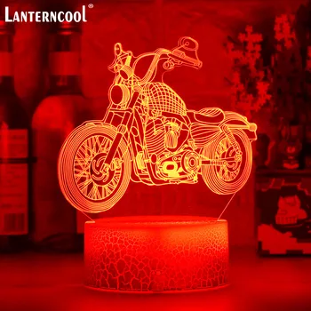 Naujausias kietas motociklo led nakties šviesos berniukas miegamojo dekoravimo studija stalas 3d šviesos motociklų unikalus gimtadienio dovana vaikinui