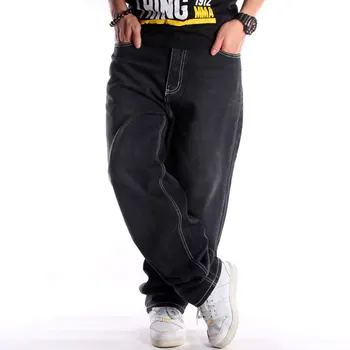 Negabaritinių Laisvi Džinsai Vyrai Džinsinio Audinio Pločio Kojų Kelnės Tiesios Baggy Haremas Streetwear Hip-Hop Prekės Juodos Kelnės Didelio Dydžio 30 - 46