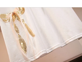Negabaritinių Laisvi moteriški marškinėliai Suknelės O-kaklo Blizgučiais Lankas Diamond Medvilnės Virš kelio Atsitiktinis Suknelė trumpomis Rankovėmis Trumpą Suknelę