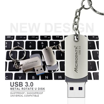 Nerūdijančio Plieno, USB 3.0 flash drive 16gb 32gb 64gb pendrive 128GB usb pen drive su key chain Sukimosi Flash Drive