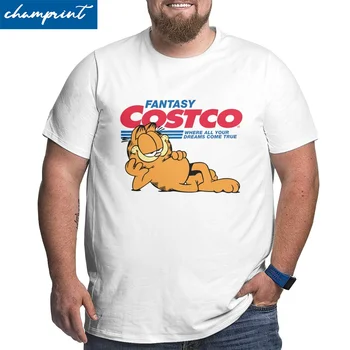 Nuostabus Fantazijos Costco T-Shirt Vyrai Garfildas Marškinėliai Juokinga Meme Katė Cartoon Didelis, Aukštas, Marškinėliai, Plius Dydis 4XL 5XL 6XL Drabužiai