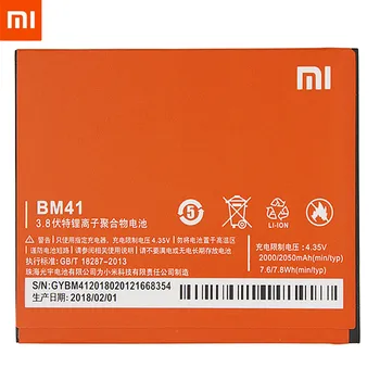 Originalus Xiaomi BM41 Baterija bm41 Už Xiaomi Redmi 1S Hongmi Raudonųjų Ryžių 1S Pakeitimo Baterijas BM 41 Didelės Talpos 2050mAh