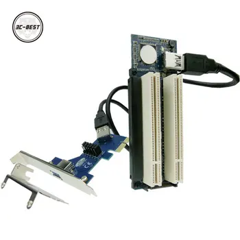 PCIe x1 x4 x8 x16 Dual PCI adapter pci express 2 pci plokštė Su USB 3.0 Kabelio ilgintuvas serijos, lygiagrečių garso plokštė