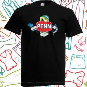PENN Keturių Žuvų Logotipas Žvejybos Ritės Vyrų Black T-Shirt Dydis S Iki 3XL TEE Marškinėliai Madinga Streetwear