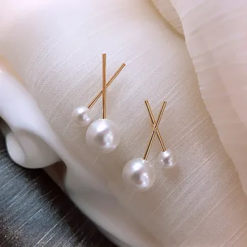 Pietų Korėja karšto pardavimo temperamentas net raudona mados laukinių x-formos perlas paprasta asmenybė moterų didmeninė auskarai